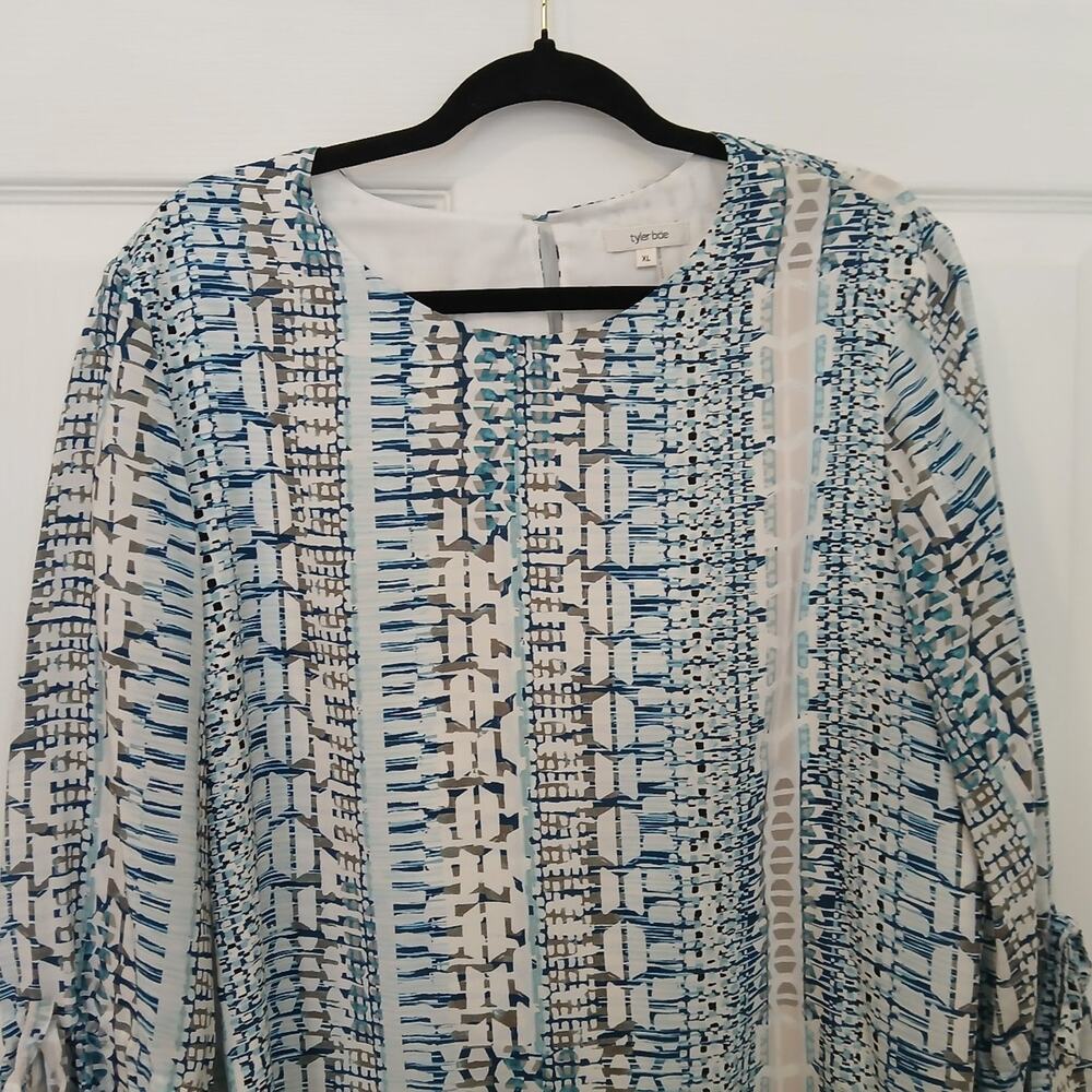 Tyler Boe Silk  Print Tunic Dress Lined Size XL Long Sleeves Career Casual